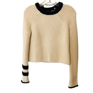 Rag & Bone Cropped Long Sleeve Crew Neck Sweater Cream XS